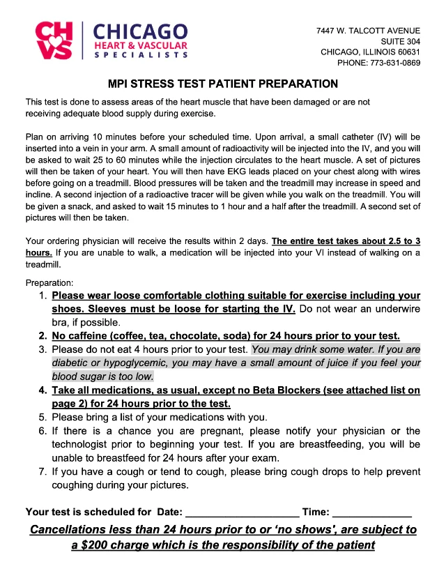 MPI Stress Test Patient Preparation Thumbnail